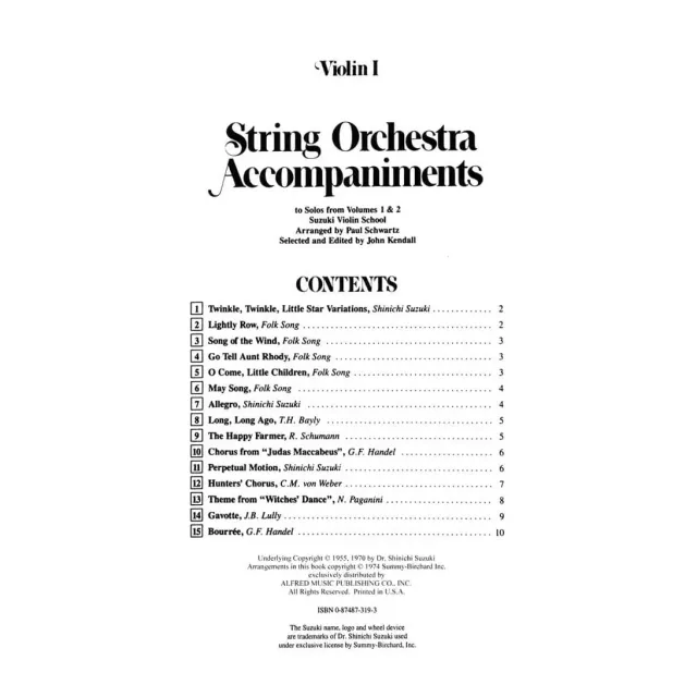 Suzuki Orchesterbegleitung Violine 1 Band 1-2 Noten