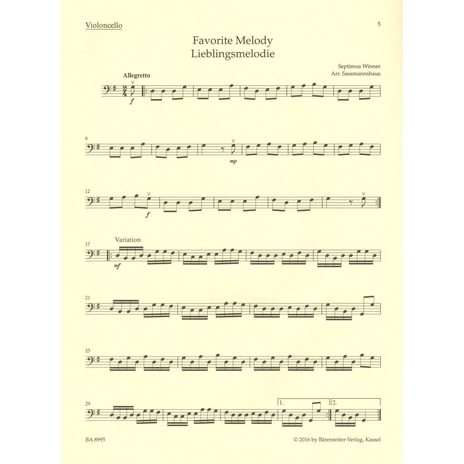 Bärenreiter Sassmannshaus Cello Recital Album 2