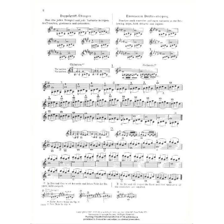 Shar Music Sevcik Opus 9 Doppelgriffe Etüden Violine Fortgeschritten