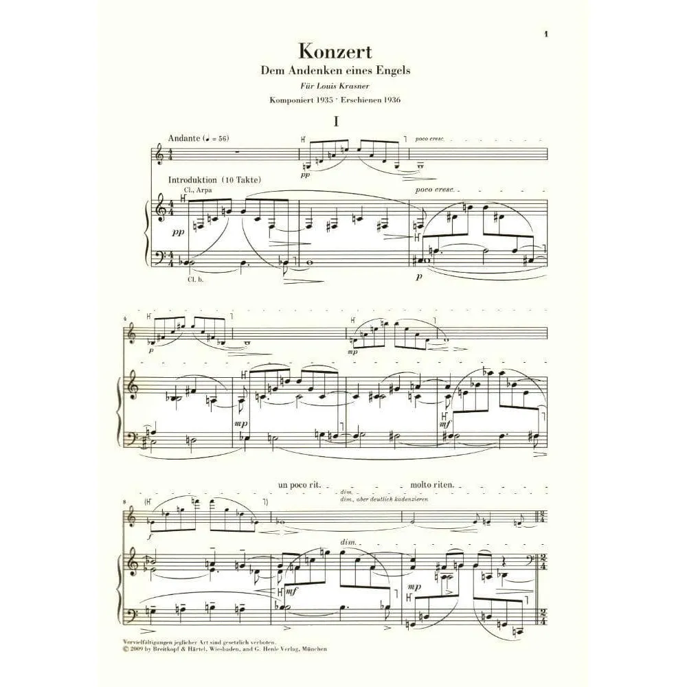Henle Berg Violinkonzert Noten Violine Klavier Urtext
