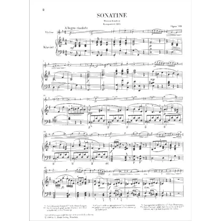 Henle Dvořák Sonatine G-Dur Op 100 Violinnoten Urtext