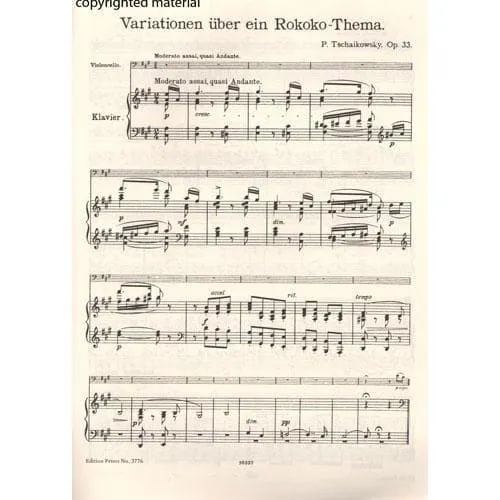 Edition Peters Tschaikowski Rokoko-Variationen Cello op. 33