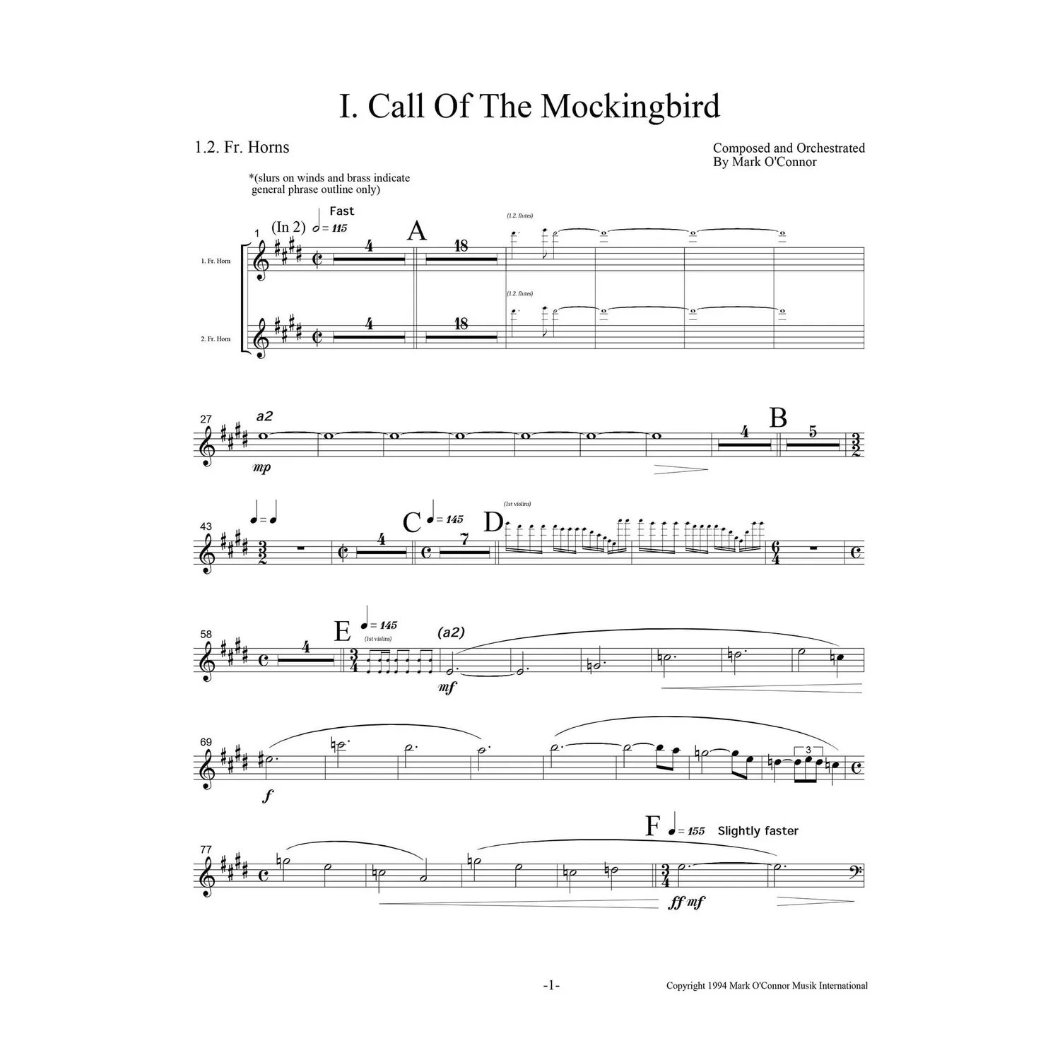 Mark OConnor Three Pieces Violine Noten Download Blech