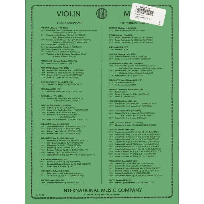 International Conus Konzert e-Moll Noten Violine Klavier Galamian
