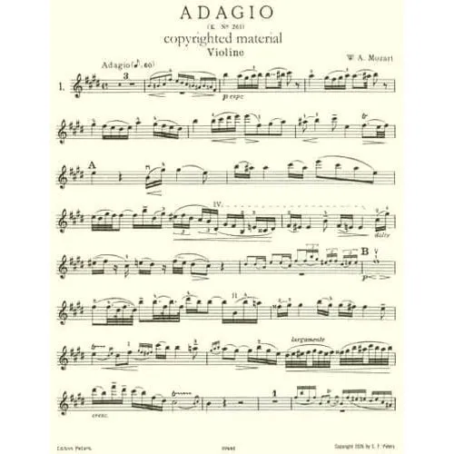 Peters Mozart Adagio K 261 Noten Violine Klavier