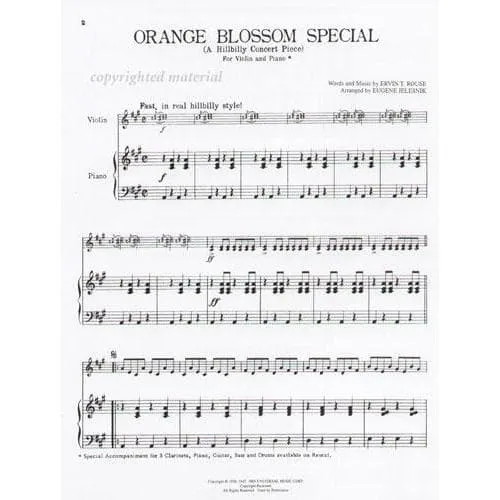 Ervin Rouse Orange Blossom Special Noten Violine Klavier