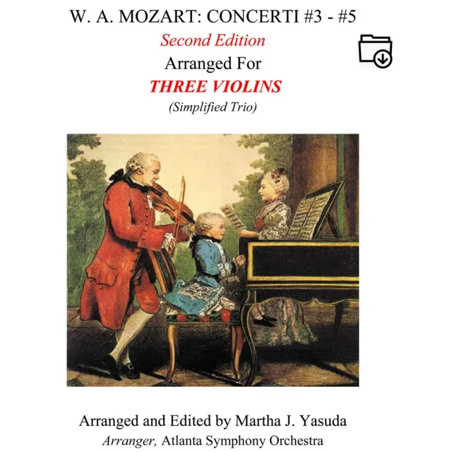 Yasuda Mozart Konzerte Nr. 3-5 Noten Download 3 Violinen vereinfacht