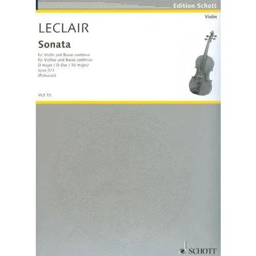 Schott Leclair Sonate D-Dur Op 9 Nr 3 Noten Violine Klavier