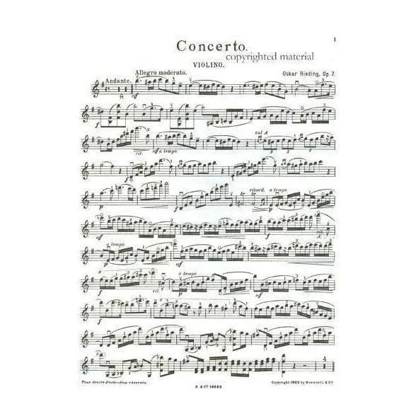 Shar Music Rieding Op. 7 Violinkonzert Noten Violine e-Moll