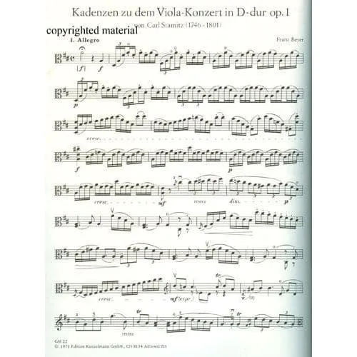 Beyer Kadenzen Viola Stamitz Zelter Hoffmeister Noten