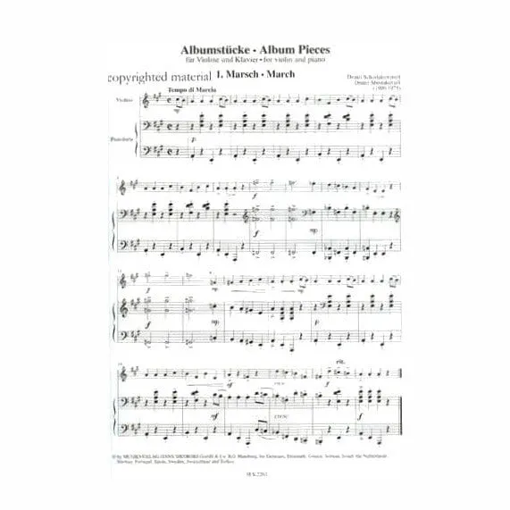 Sikorski Schostakowitsch Albumstücke Violannoten Klavier